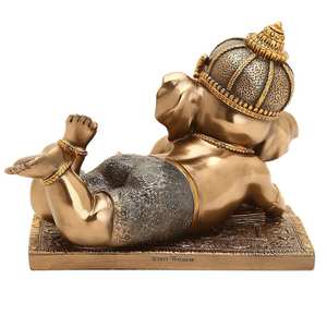 お土産インドの神主ガネーシュ像ヒンドゥー教の神ゴールデンガネーシャアイドルカーダッシュボードの装飾ホームテンプルプージャ瞑想ヨガルーム - Product Image 5