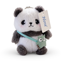 Porte-clés en peluche super doux Panda Kawaii pour enfants, certifié sécurité, écologique, mini jouet en peluche portable, vente en gros