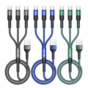 Universelles USB-Daten ladekabel 3 in 1 Schnell ladung 3A 5A Datenkabel Mobiltelefon Nylon geflochten 3 in 1 1,2 M USB-Kabel - Product Image 1