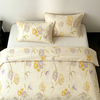 Ensemble de literie 4 pièces en coton 100% avec imprimé floral aquarelle, housses de lit personnalisables de qualité supérieure avec housse de couette pour la maison et l'hôtel