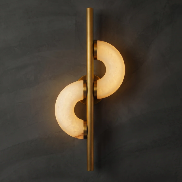Oriental Artistic Marble Lamp S-Shaped Art Design Soft Warm Light for Living Room Hotel Home Decoration Alabaster Wall Lamp