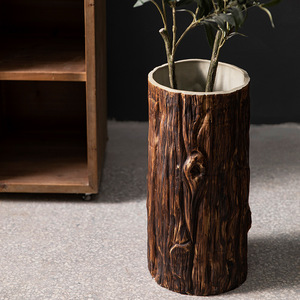 Jarrón grande con textura de corteza Pastoral de Jingdezhen <span class=keywords><strong>para</strong></span> patio Hotel Homestay y jardín maceta verde adorno suculento - Product Image 3