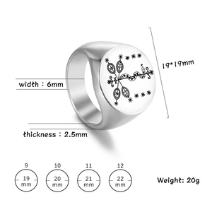 Anello in Acciaio Inossidabile R153 con Simboli Veve, Sigillo Vodou Lwa Loa <span class=keywords><strong>Ti</strong></span> Jean Petro, Incisione Laser Voodoo, Amuleto Talismano, Gioiello - Product Image 4