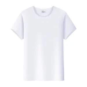 Polyester yetişkin tişörtleri süblimasyon beyaz boş ekip boyun kadınlar kısa kollu tişört bayanlar için
