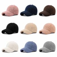 Casquette de baseball en polaire personnalisable avec logo, six panneaux, unisexe, pour homme et femme, vente en gros, douce, en tissu Teddy, visière incurvée, couleur beige, idéale pour l'hiver
