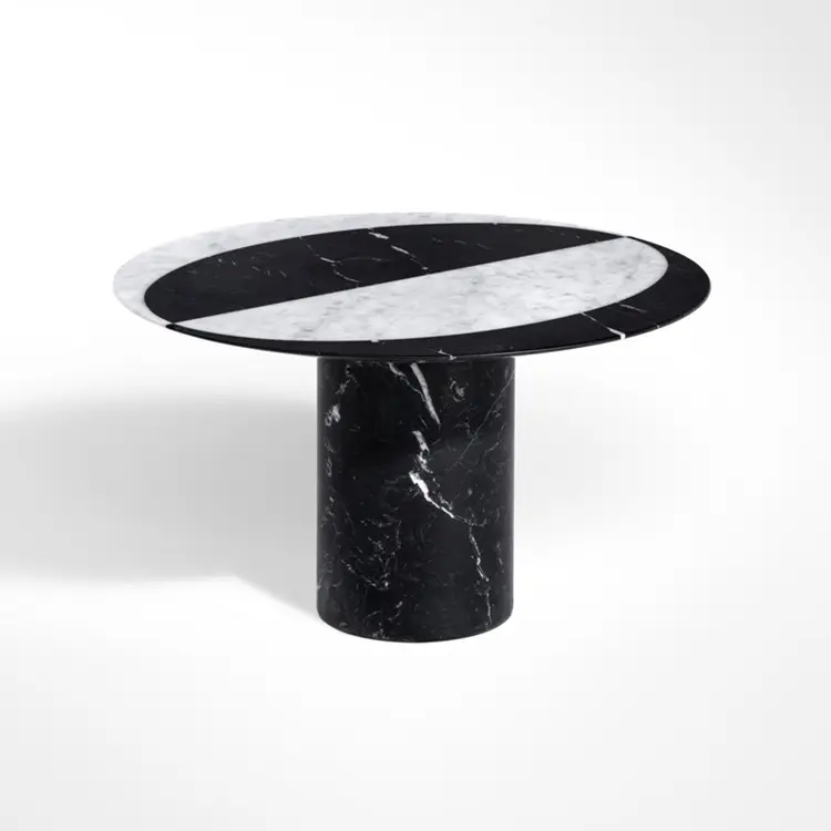 Italian minimalist modern living room villa coffee tables nordic round black white marble coffee table