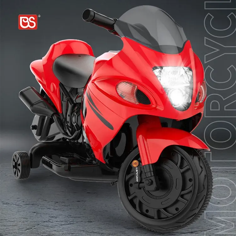 BS Toy Light Music Rechargeable Four-Wheel Powerful Engine Drive Battery Motor Bike Ride On Motorcycle Electric Car For Kids