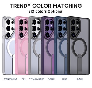 Coque arrière magnétique transparente mate avec support intégré pour Samsung S25 S26 Ultra S25 Edge, étui de protection antichoc en TPU+PC - Product Image 6
