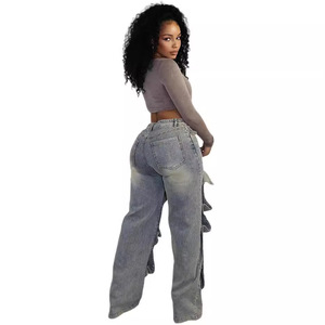 Pantalons en <span class=keywords><strong>jean</strong></span> pour femmes Autumn Street, coupe droite, jeans tendance, boutons, pantalons en <span class=keywords><strong>jean</strong></span> grande taille, jeans tendance pour femmes - Product Image 2