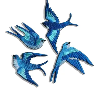 Swallow Blue Bird Clothing Bags Jackets Appliques Nature Patches Custom Iron on Sew on Embroidery Patches