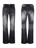 Jeans pour hommes Jeans en coton de luxe Hip Hop Pantalons pour hommes Patchs Denim évasé Y2K Denim délavé de qualité supérieure Marque de créateur