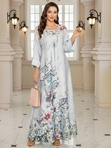 Naher Osten Grenz überschreitende muslimische Robe Bedruckte Perlen Diamant europäischen und amerikanischen Außenhandel Langrock Kleid <span class=keywords><strong>Abai</strong></span> Ya - Product Image 4