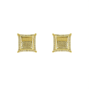 Pendientes Cuadrados Velego, Chapados en Oro de 18K, con Micro Pavé de Diamantes, Geométricos, de Lujo, Unisex, para Uso Diario - Product Image 1