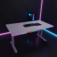 Base de bureau de jeu blanche en acier, réglable en hauteur électriquement par un seul moteur, largeur extensible, ergonomique, pour salle de jeux