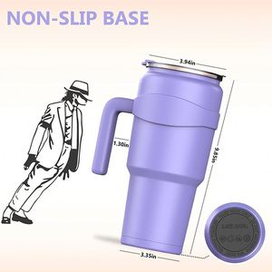 Double-Walled Stainless Steel 40 oz Classic Travel Mug Insulated Roadster <b>Tumbler</b> <b>Handle</b> Lid Straw Hot Cold Beverages Camping - Product Image 3
