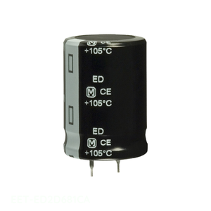 Condensateur canal fabricant 680 uF CAP ALUM 680UF 20% 200V SNAP TH à montage traversant EET-ED2D681CA - Product Image 1