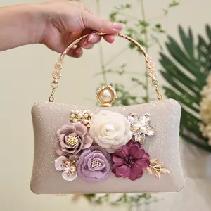 Designer Ladies Elegant Flower Crystal Clutch Bags Purse Wedding Fancy Banquet Evening Bag FE399