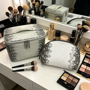 Juego de 2 Bolsas de Maquillaje con Diseño de Piel de Lagarto, Estampado Degradado, Impermeables, para Viaje, Cosmetiquera de Lujo para Mujer, Venta al Por Mayor - Product Image 5