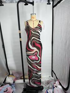 C0802 Nuovi Arrivi Abito Lungo Femminile di Design con Stampa <span class=keywords><strong>e</strong></span> Rete Trasparente all'Ingrosso - Product Image 6