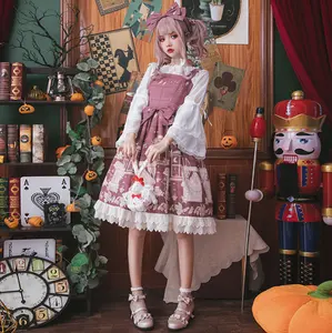 Lolita Dress Desain Cantik, Gaun Renda Selempang Empuk Lolita