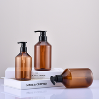 Vente directe d'usine, flacon cosmétique brun de 300 ml en verre ambré avec pompe, flacon transparent pour shampoing