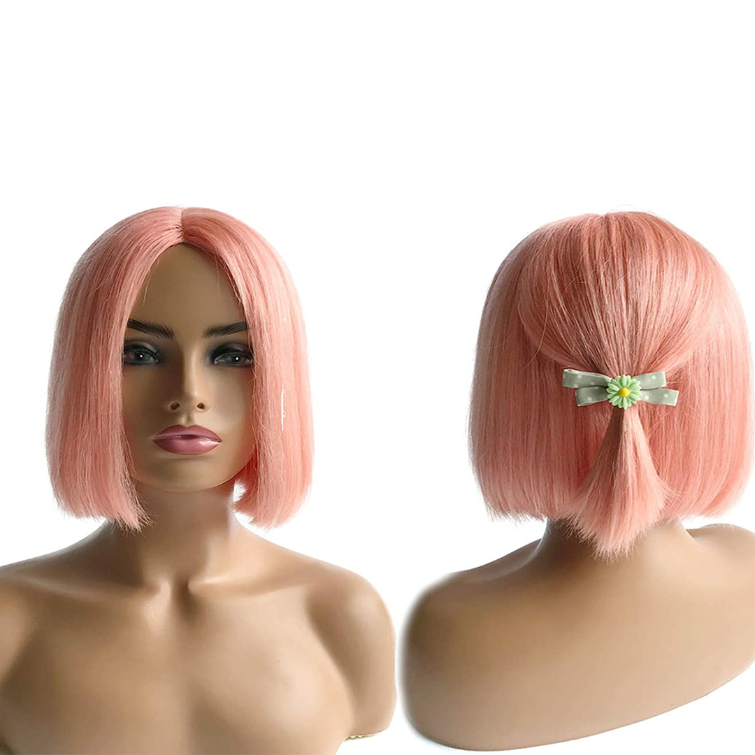 Parrucca bob rosa