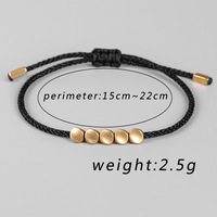 Pulsera budista tibetana trenzada hecha a mano creativa de nuevo diseño, pulsera de cuerda de la suerte con cuentas de cobre irregulares para hombres y mujeres, joyería