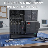 Interruptor de Transferencia Automática (ATS) de Doble Potencia, 16A 3P 63A, 2 Fases, Tipo PC, 230V, YCQ9, IP20, Tiempo de Transferencia <6ms, Transición Abierta