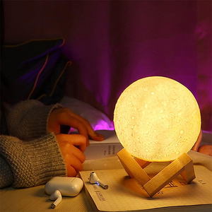 Lámpara lunar 3D, dos tonos de luz, 15 cm de diámetro, ideal para entornos relajantes y decoración nocturna. - Product Image 2