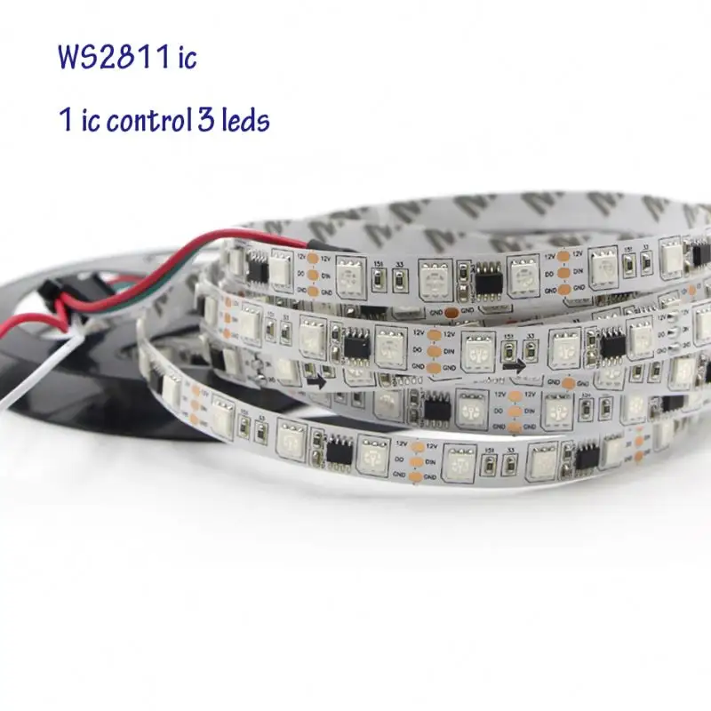 Kostenlose Probe Dream Color Digital Pixel WS2811 Adressierbarer LED-Streifen 12V RGB 5M 30 60leds/M.