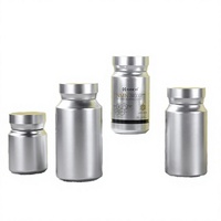 Bocaux cylindriques en PET argenté de 80 ml à 200 ml avec couvercle à vis pour la distribution de compléments alimentaires, d'huile de poisson, de capsules de vitamines et de comprimés.