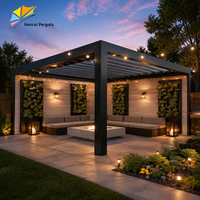 Pergola bioclimatique en aluminium 3x4m motorisée à lames orientables, gazebo pliable thermolaqué pour balcon et jardin extérieur