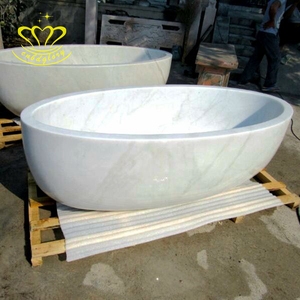 Mármore de pedra natural moderna para o projeto do banheiro Oval <span class=keywords><strong>1</strong></span>-Pessoa Independente incluído escorredor para Hotéis Cozinhas Villas Parques - Product Image 1