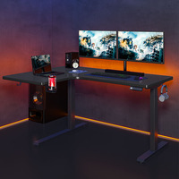 Bureau de jeu ergonomique électrique réglable en hauteur, pliable, télescopique, en métal, avec support de tasse, en fibre de carbone, résistant et modulaire en bois