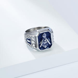 Anillo Masónico Hexagonal de Acero de Titanio, Joyería de Moda para Hombre, Regalo - Product Image 4