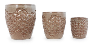 Maceta de Cerámica Estampada Marrón Claro Estilo Americano Vintage - Maceta Ecológica y Duradera con Textura de Estrella para Jardín Interior y Exterior del Hogar - Product Image 6