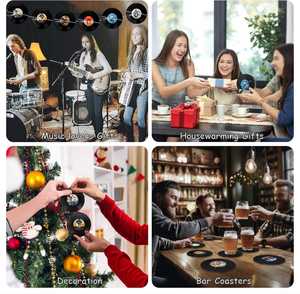 แผ่นรองแก้วไวนิลสไตล์เรโทร ลายเพลงยุค 80 สำหรับป้องกันโต๊ะ ของขวัญสุดพิเศษสำหรับคนรักดนตรี ของขวัญขึ้นบ้านใหม่ - Product Image 4