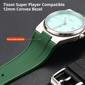 สายนาฬิกายางฟลูออโรคาร์บอน FKM คุณภาพพรีเมียมสำหรับนาฬิกา <span class=keywords><strong>Tissot</strong></span> <span class=keywords><strong>PRX</strong></span> 1853 ระบบจักรกล แบบปลดเร็ว ขนาด 12 มม. สำหรับผู้ชาย - Product Image 2