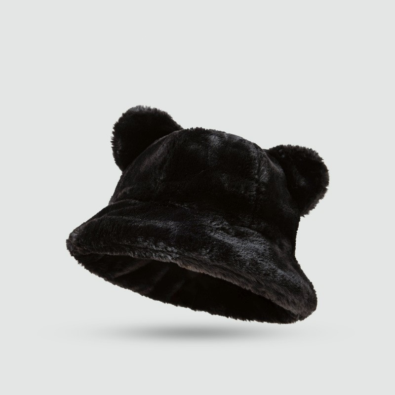 Women\'s Black Faux Fur Fluffy Bucket Hat Winter Warm Fuzzy Mongolian Hat Amazon.com: WUODHTW Women Winter Fuzzy Bucket Hat Warm Plush  main image 2