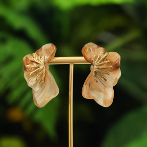 Boucles d'oreilles pendantes pour femme, motif floral vintage, en acier inoxydable 316L, placage or PVD, résine durable et résistante, SmileJoyas Party - Product Image 3