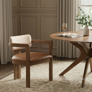 Chaises en bois modernes et écologiques à coussin doux, série Velo, chaise de salle à manger avec revêtement en cuir et pieds en bois de caoutchouc - Product Image 5