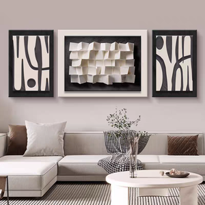Toptan Estetik Geometrik Siyah Beyaz Soyut Duvar Resmi Modern İskandinav Duvar Sanatı Resmi Ev Dekoratif Tablosu - Product Image 2