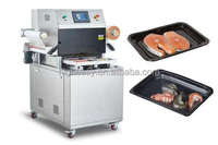 Semi-automatische Al Tray/Can Heat Sealing Machine voor kant-en-klare voedselzakken met groente, fruit en vlees.