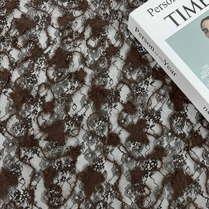 Tissu en dentelle brodée florale marron haut de gamme en maille transparente style français pour robe de mariée, lingerie et robe pour <span class=keywords><strong>femme</strong></span> – En stock - Product Image 2