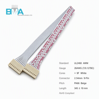 Câble ruban OEM en bronze phosphoreux étamé, 2,54 mm, 9 broches, PA66 beige, UL2468, 26AWG, 350 mm pour PCB, contrôle industriel, imprimante