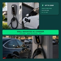 Nouvelle borne de recharge murale pour véhicules électriques AC 110-250V/380-450V Monophasé/Triphasé Type 2 & 1 Câble de 5m LCD IP55 IEC 61851 avec/WiFi 7-22kW