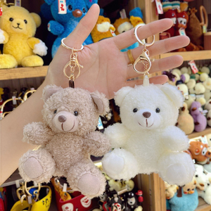 Wholesale Cute Cartoon Mini Teddy Bear Keyring Custom High Quality Soft Toy Plush Keychains for Bag Charms