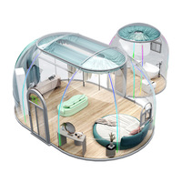 Maison bulle hémisphérique moderne en PC transparent résistant aux UV pour camping extérieur, installation facile, hôtel ciel étoilé, salle à manger 1