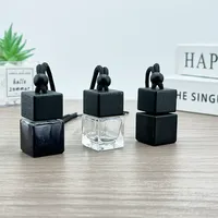 Diffuseur de parfum de luxe moderne classique en verre carré pour voiture, flacon d'aromathérapie 8ml/10ml avec bouchon à vis, vente en gros