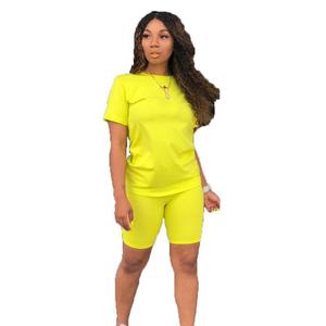 Plus Size Casual T-shirt 2 Piece Biker Track Suit Running Shorts Sportswear Outfits Set - Product Image 1